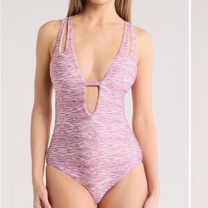 Becca Pink Zebra Print One-Piece Swimsuit